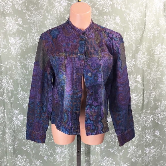 Chico's Multi-Colored Paisley Print Jean Jacket - Picture 8 of 15